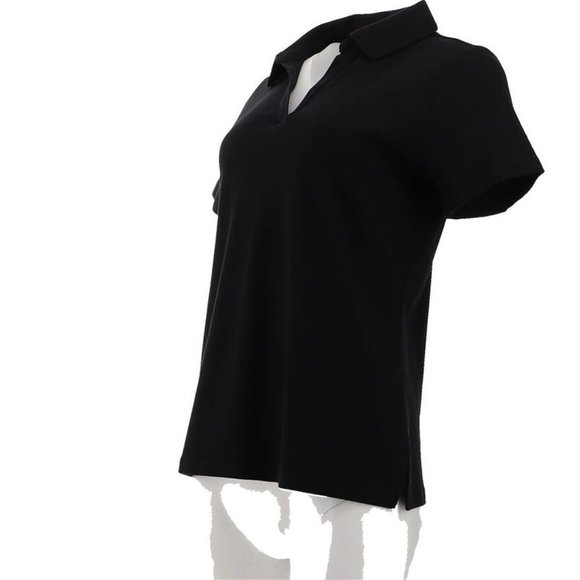 NWT ISAAC MIZRAHI SHORT SLEEVE PIMA COTTON POLO TOP JET BLACK XXS - Picture 4 of 10